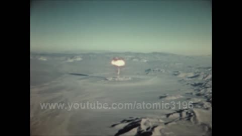 Aerial view of an 21 kilotons nuclear explosion Buster Jangle Dog sho