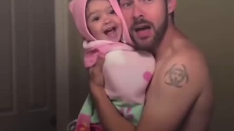 Cute babies love with dad