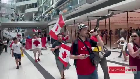 F＊CK TRUDEAU protest at the Eaton Center in Downtown Toronto