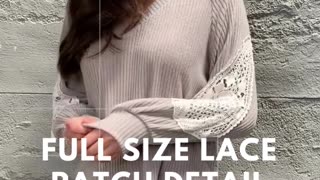 Sew In Love | Full Size Lace Patch Detail Sweater #shorts
