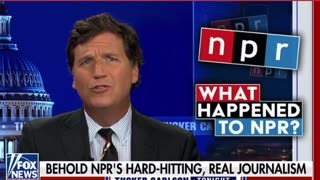 Tucker Carlson applauds Twitter for labelling NPR as "state-affiliated" media.