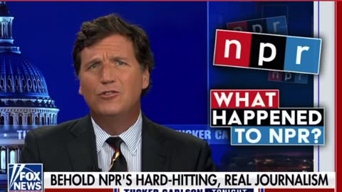 Tucker Carlson applauds Twitter for labelling NPR as "state-affiliated" media.