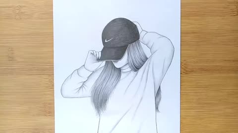 Hidden face drawing || How to draw a girl with cap || Pencil sketch || bir kız nasıl çizilir