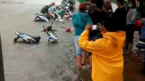 The city of Jakarta in heavy rain