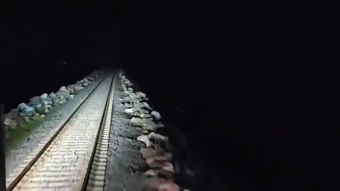 Train crossing in Storm