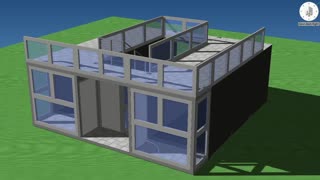 BUILDING DESIGNED WITH 2 CONTAINERS - 20ft (allows disassembly and transport)