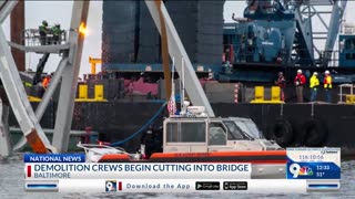 Vessels are working to clear wreckage at the Baltimore bridge collapse site