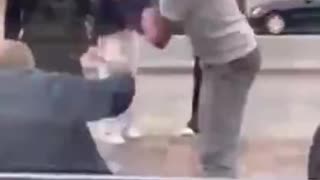 Elderly Belgian man attacked by an import, everyone just stands watching, filming