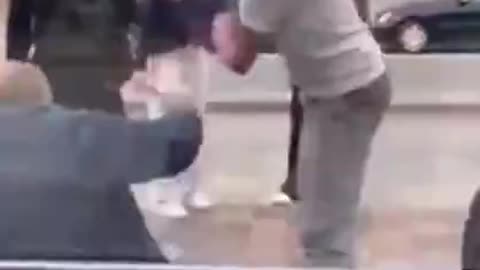 Elderly Belgian man attacked by an import, everyone just stands watching, filming