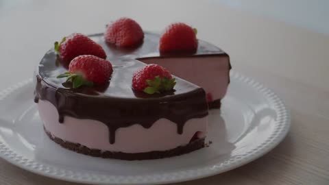 Chocolate Strawberry Cheesecake. No Bake. No Egg - ASMR