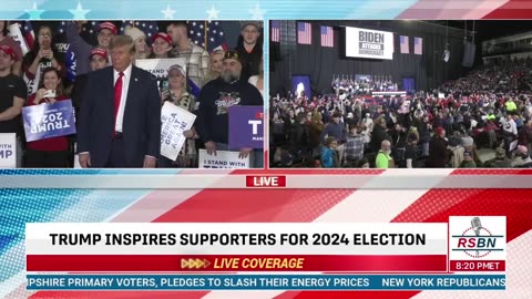 watching President Trump in Manchester, New Hampshire