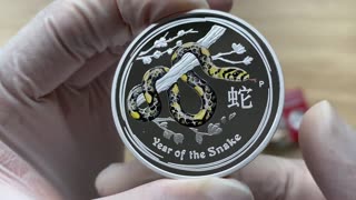 Lunar Year of the Snake 1oz Silver Coloured Proof Coin 2013 Perth Mint Lunar Series II,