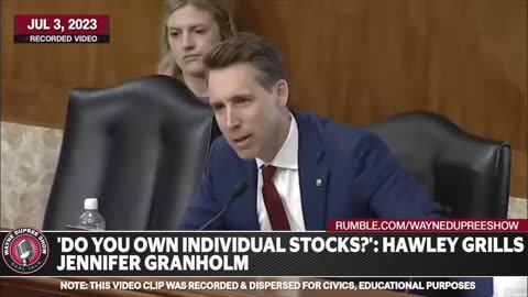 'Do You Own Individual Stocks?': Hawley Grills Jennifer Granholm