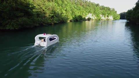 Inflatable House Boat Float Island Luxury Style For Lake And River