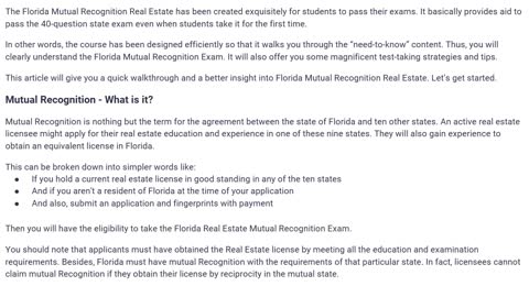 What Should You Know About Florida Mutual Recognition Real Estate?