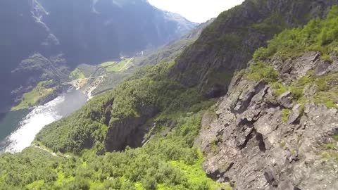 Stunning wingsuit proximity flying in Norway