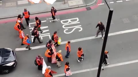 British man becomes FRUSTRATED with climate enthusiasts obstructing traffic.