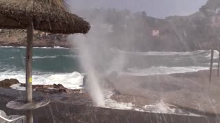 Geyser erupts on Spanish coast