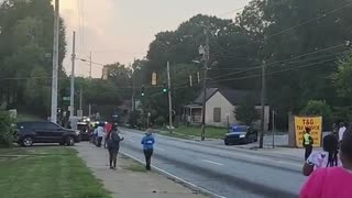 Donald Trump driving through the urban, poor neighborhoods of Atlanta