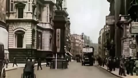 Wonderful London 1920s in color [60fps, Remastered] w_sound design added