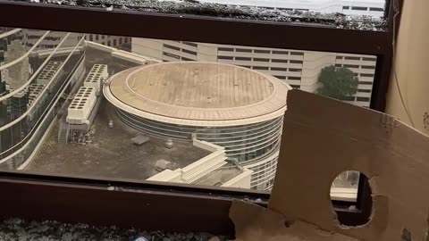 High Rise Windows Shattered After Houston Storm