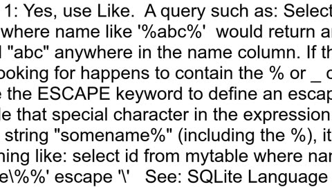 How to search for a substring in SQLite