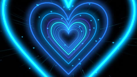 980. Heart Tunnel Animation Video💙Blue Heart Background