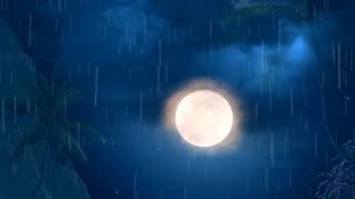 🌙 Night Rain 🌧 full moon 🌕 Ocean Sounds 🌊