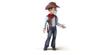 Cartoon cowboy animation with mask a.i. generated