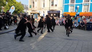 Beltane Border Morris dancing Kitty Jay, Teign Maritime Shanty Festival, Teignmouth, Devon 9 9 2023