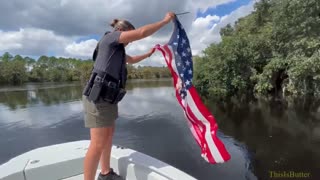 VCSO video shows flag being pulled out of the water. OCSO aerial video of hurricane Ian damage
