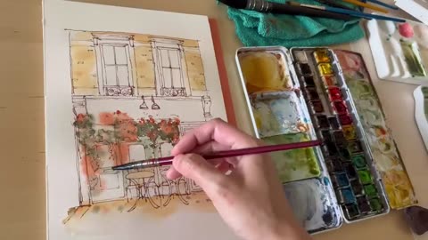 Easy loose sketch with ink and watercolour | How to sketch a London shopfront