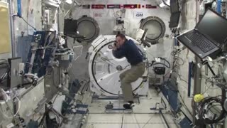 Astronaut plays baseball by himself in space