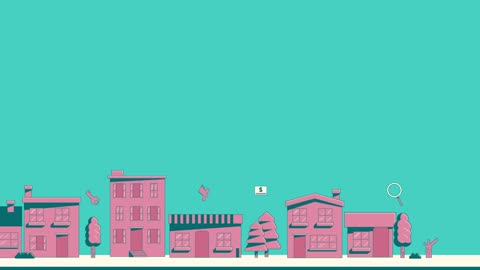 Animation of buildings popping up on a street