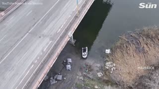 Drone footage shows collapsed strategic bridge near Ukraine's Kherson