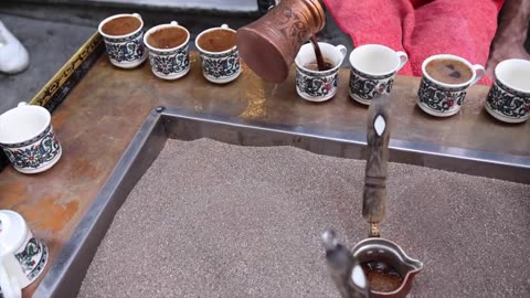 Coffee Lovers! Amazing Turkish Sand Coffee Making Process - Turkish Street Food