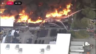 Massive 5-acre fire has broken out in a warehouse