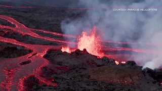 Newest aerial shots show Mauna Loa spewing lava