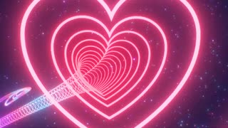 109. Floating Through Beautiful Pink Blue Neon Glowing Heart Wave Tunnel