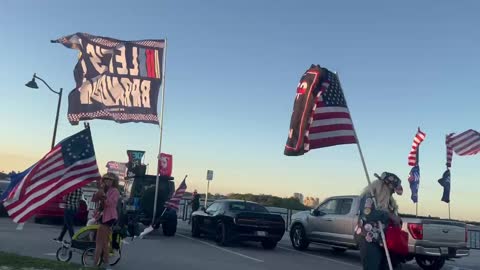 High-energy Trump flash mob on the Bingham Island Bridge outside Mar-a-Lago just now