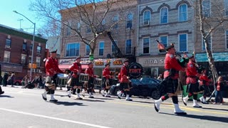 FDNY Pipes and Drums perform at Bay Ridge, Brooklyn's St. Patrick's Day Parade