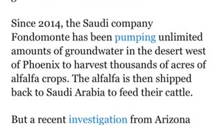 Saudi Arabia Extracting US Water From Western States
