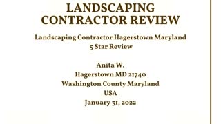 Landscaping Contractor Hagerstown MD 5 Star Video Review