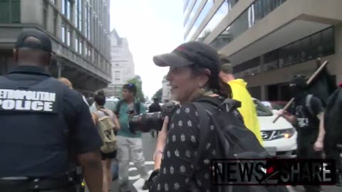 July 6 2019 dc 1.8 Antifa trying to march past police protection line