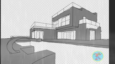 how to draw a Roof top Mansion