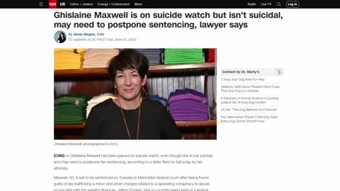 Ghislaine Maxwell on Suicide watch