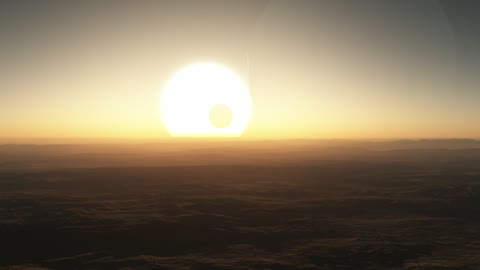 Sunset of a giant sun on an alien planet