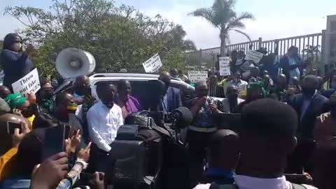 Zandile Gumede outside Durban Commercial Crimes Court