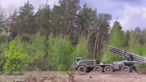 Combat operation of the Uragan multiple launch rocket system of the Russian Armed Forces