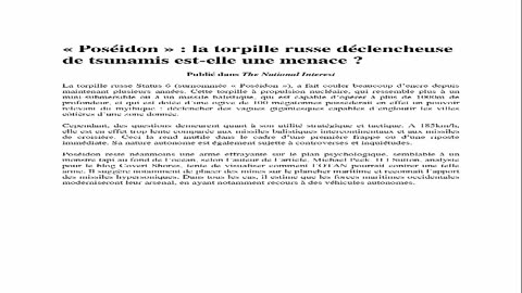 « Poséidon » : la torpille russe déclencheuse de tsunamis est-elle une menace ?